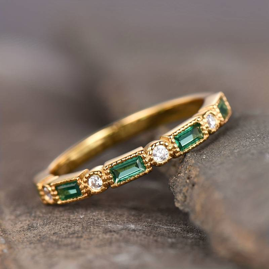 Alex - Gold Ring with Green Inlaid Zirconia