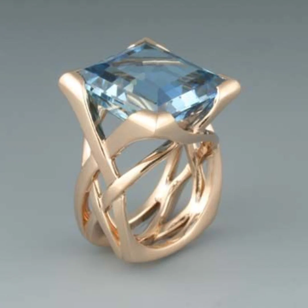 Antique Gold and Blue Zircon Ring