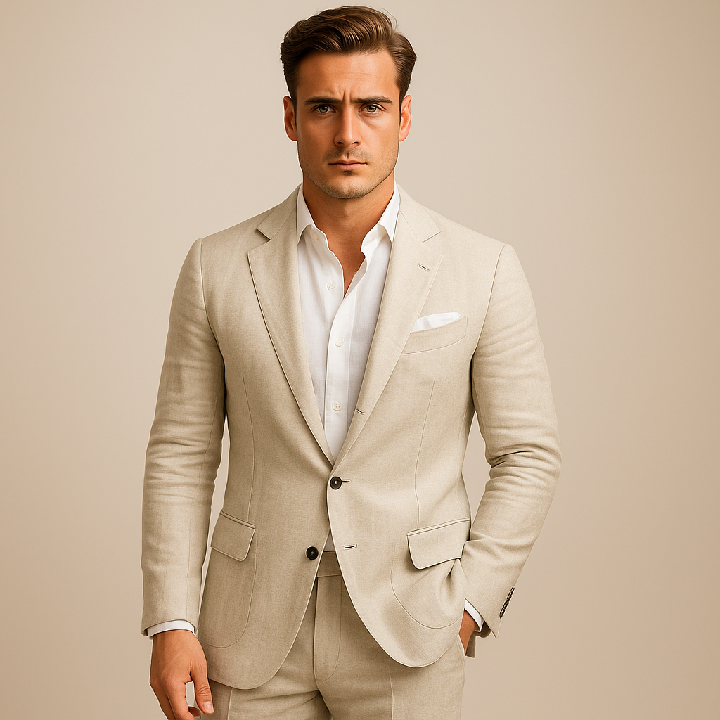 Men's Linen Blend Blazer for Smart Casual Occasions